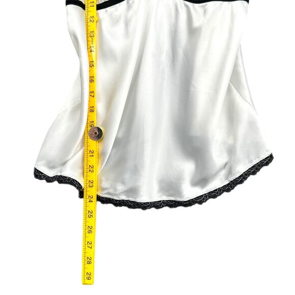 Victorias‎ Secret White Satin Black Trim Spaghetti Straps Bow Camisole Large - Picture 7 of 7